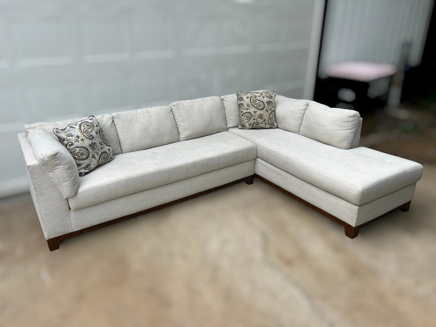 Beautiful 2-Piece White Fabric Sectional